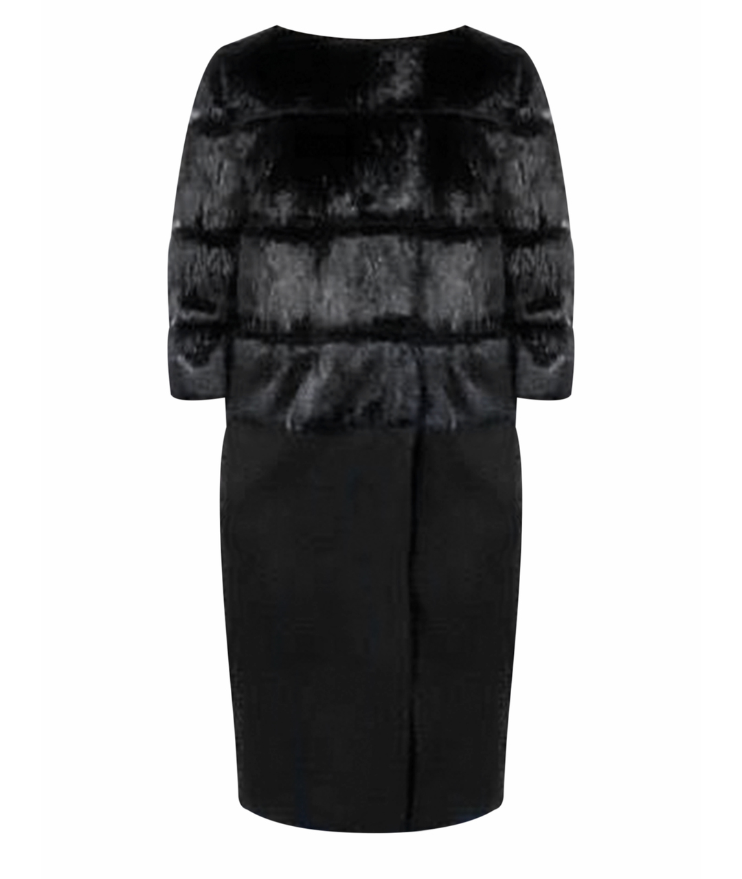 ANNA MOLINARI Черное меховое пальто, фото 1