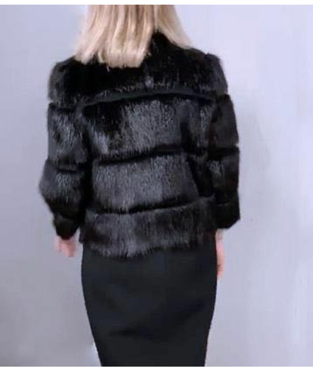 ANNA MOLINARI Черное меховое пальто, фото 2