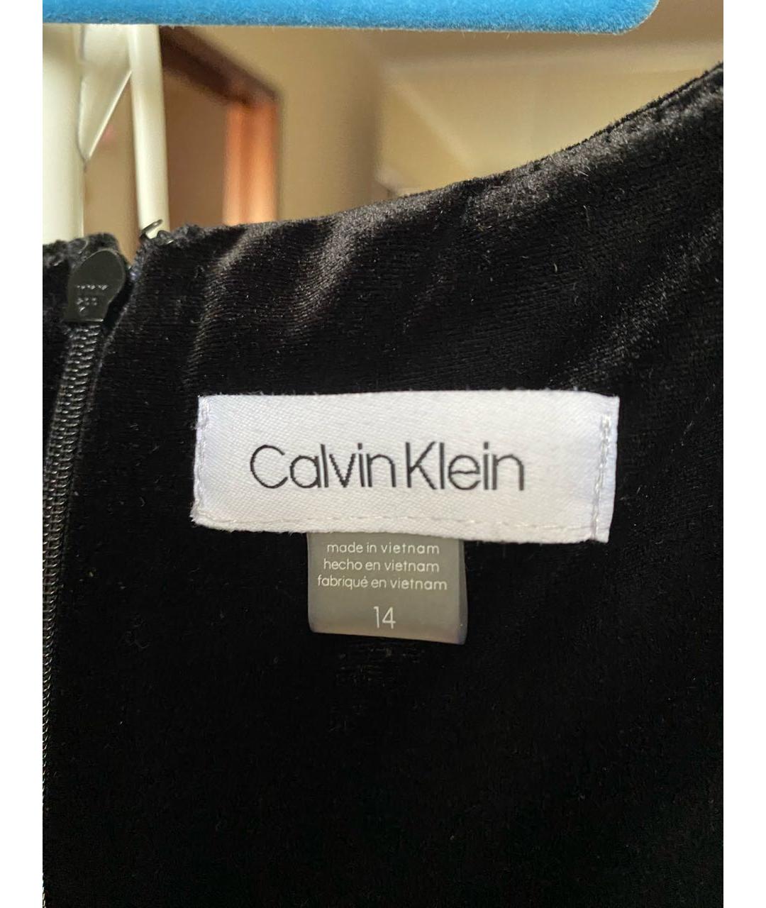 CALVIN KLEIN Черное бархатное коктейльное платье, фото 4