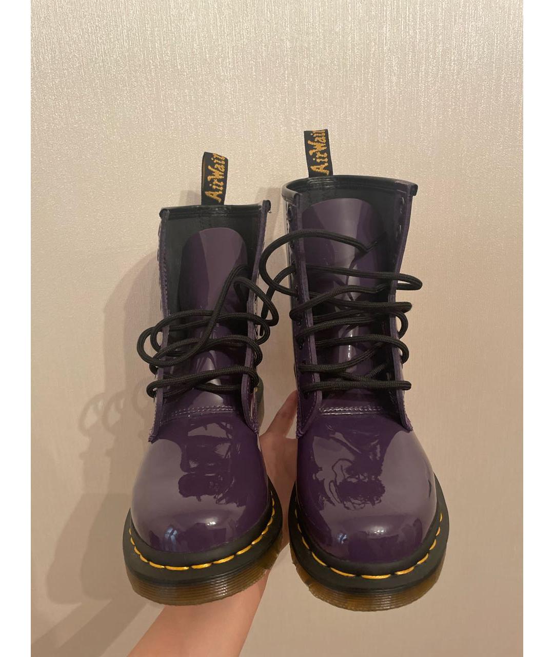 DR. MARTENS Фиолетовые ботинки из лакированной кожи, фото 2