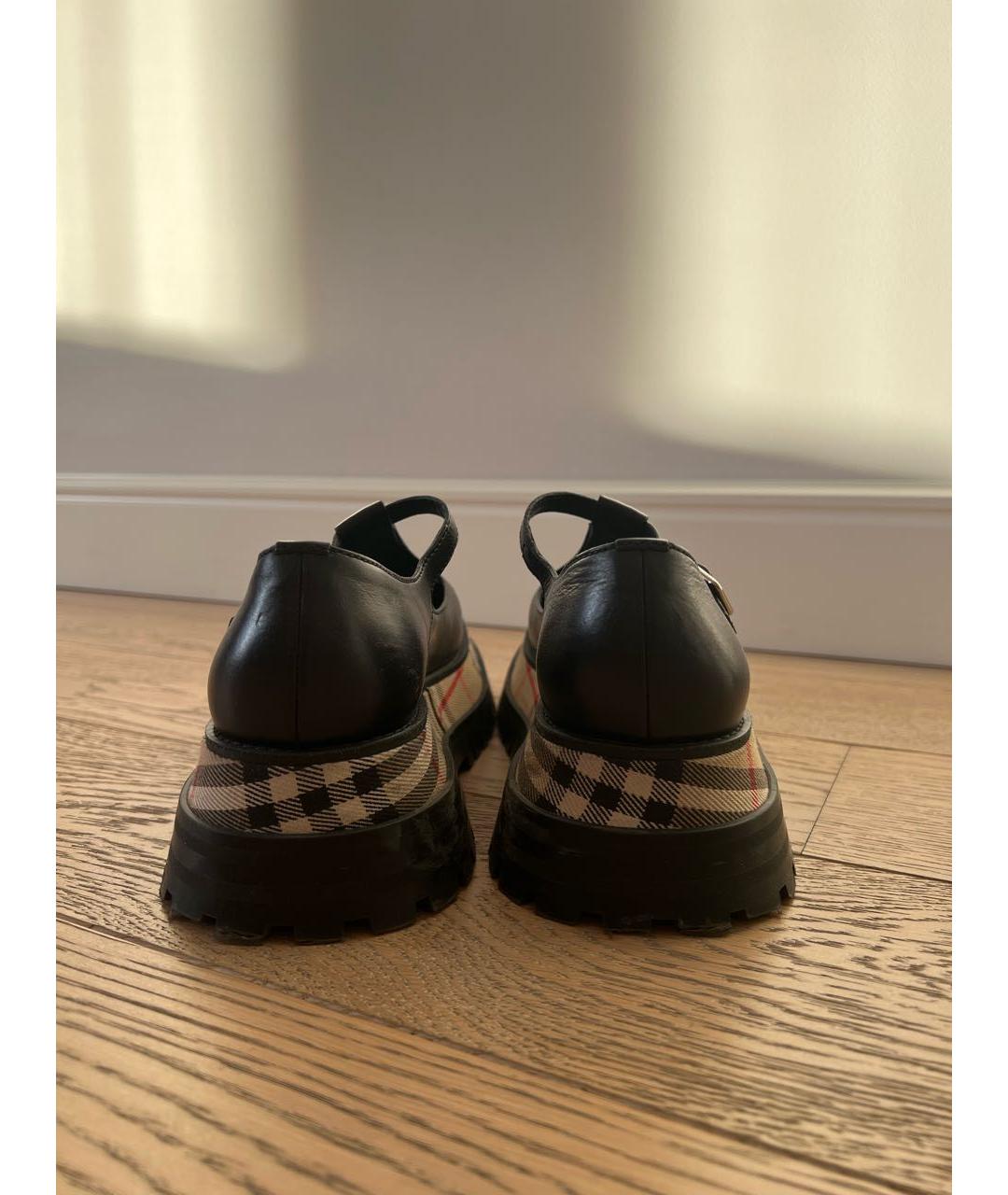 BURBERRY Черные кожаные туфли, фото 4