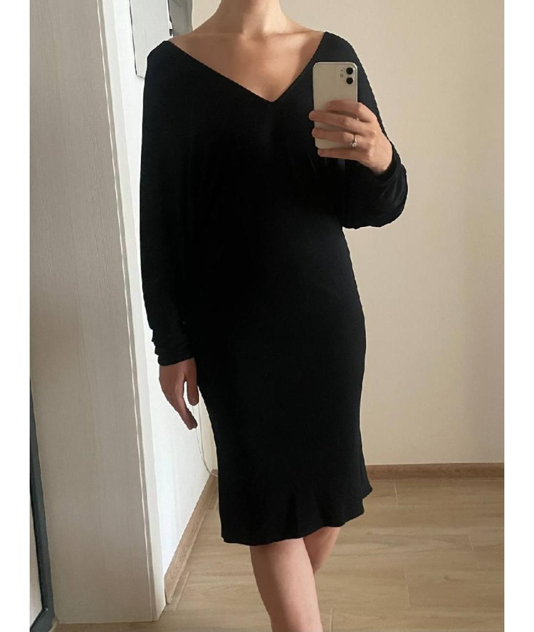 HERMES Черное вискозное коктейльное платье, фото 9