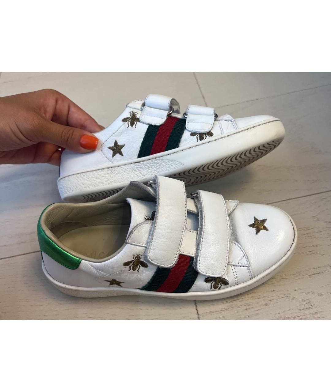 GUCCI KIDS Белые кожаные кеды, фото 7