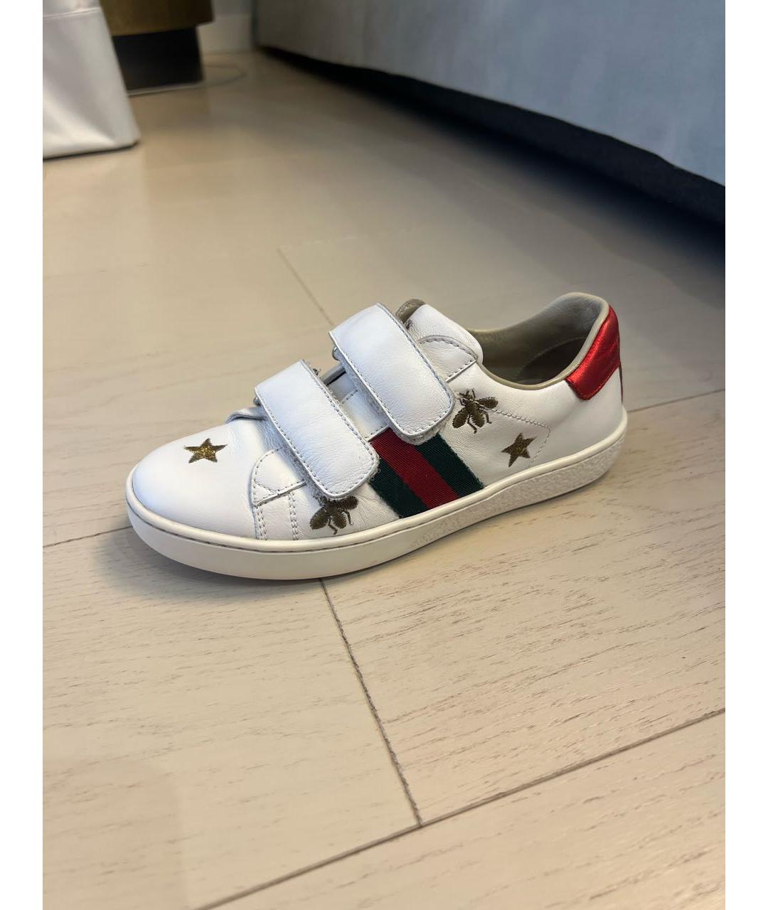 GUCCI KIDS Белые кожаные кеды, фото 4