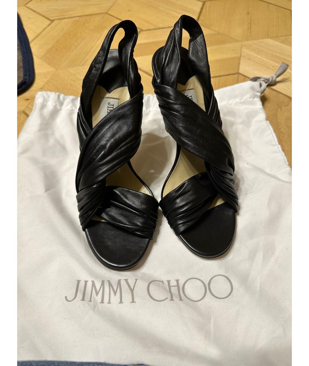 JIMMY CHOO Черные кожаные босоножки, фото 2