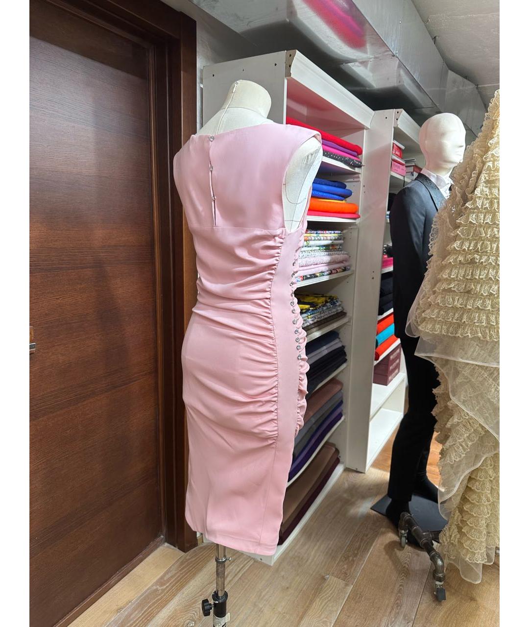 AZZARO Розовое шелковое коктейльное платье, фото 3