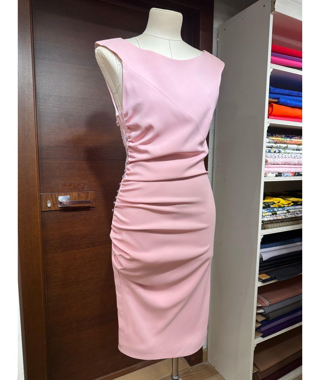 AZZARO Розовое шелковое коктейльное платье, фото 2