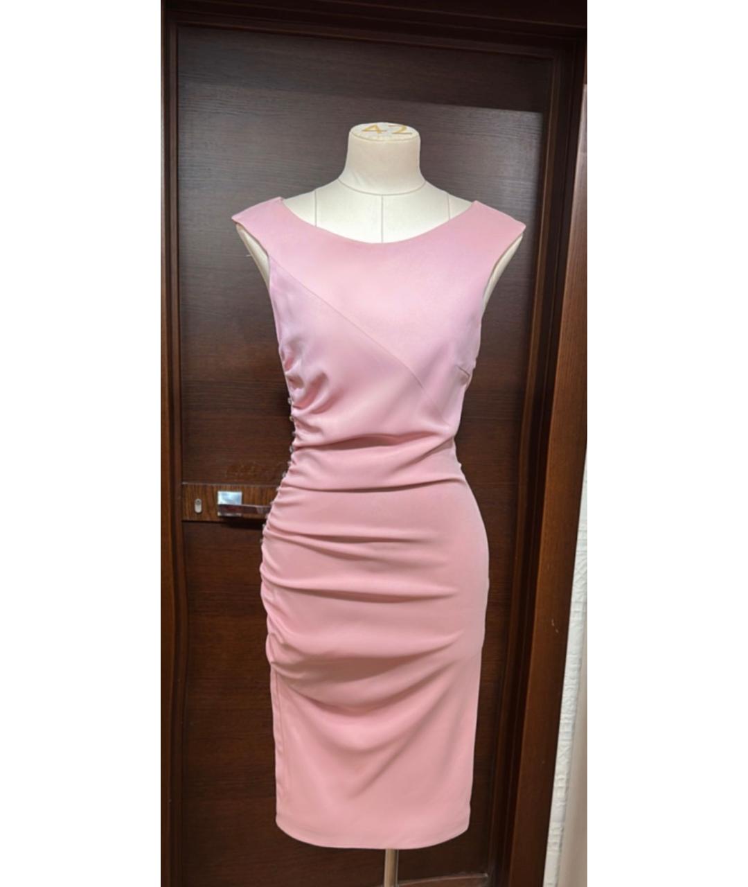 AZZARO Розовое шелковое коктейльное платье, фото 7