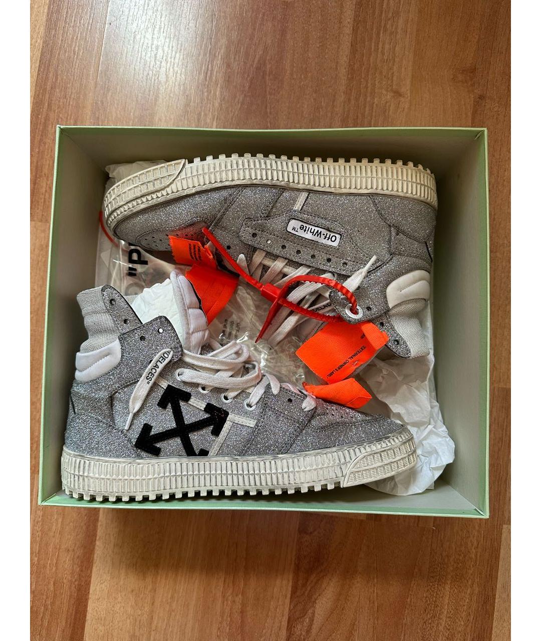 OFF-WHITE Серебряные кеды, фото 5