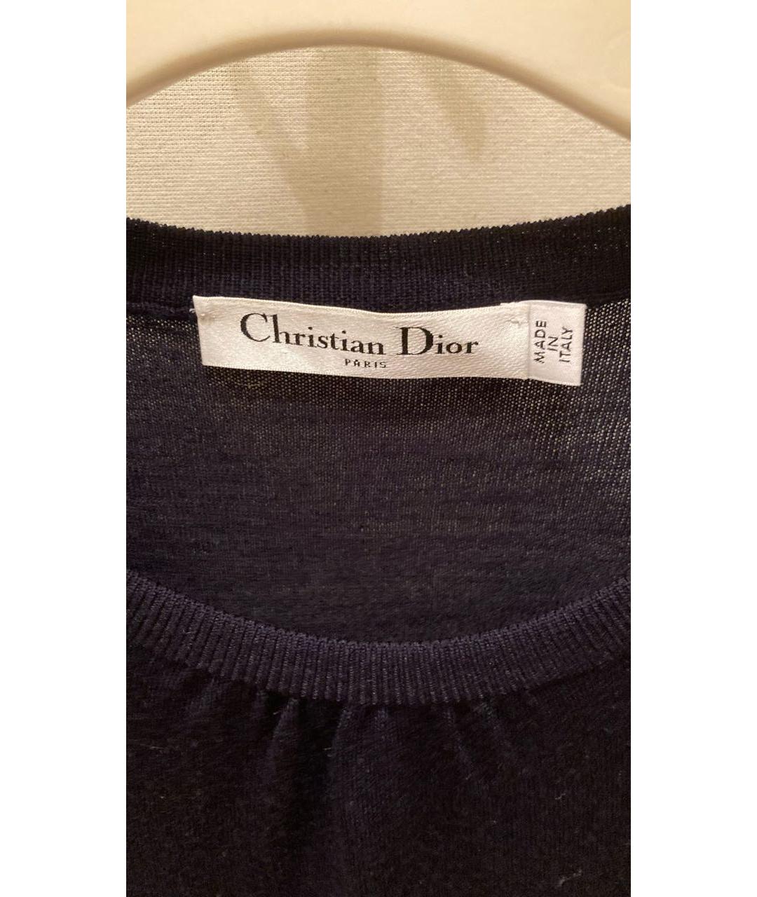 CHRISTIAN DIOR Темно-синий шерстяной джемпер / свитер, фото 3