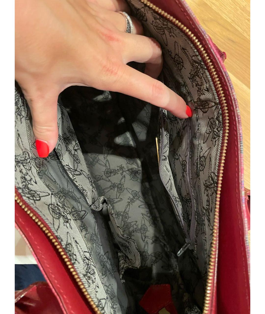 VIVIENNE WESTWOOD Бордовая кожаная сумка с короткими ручками, фото 4