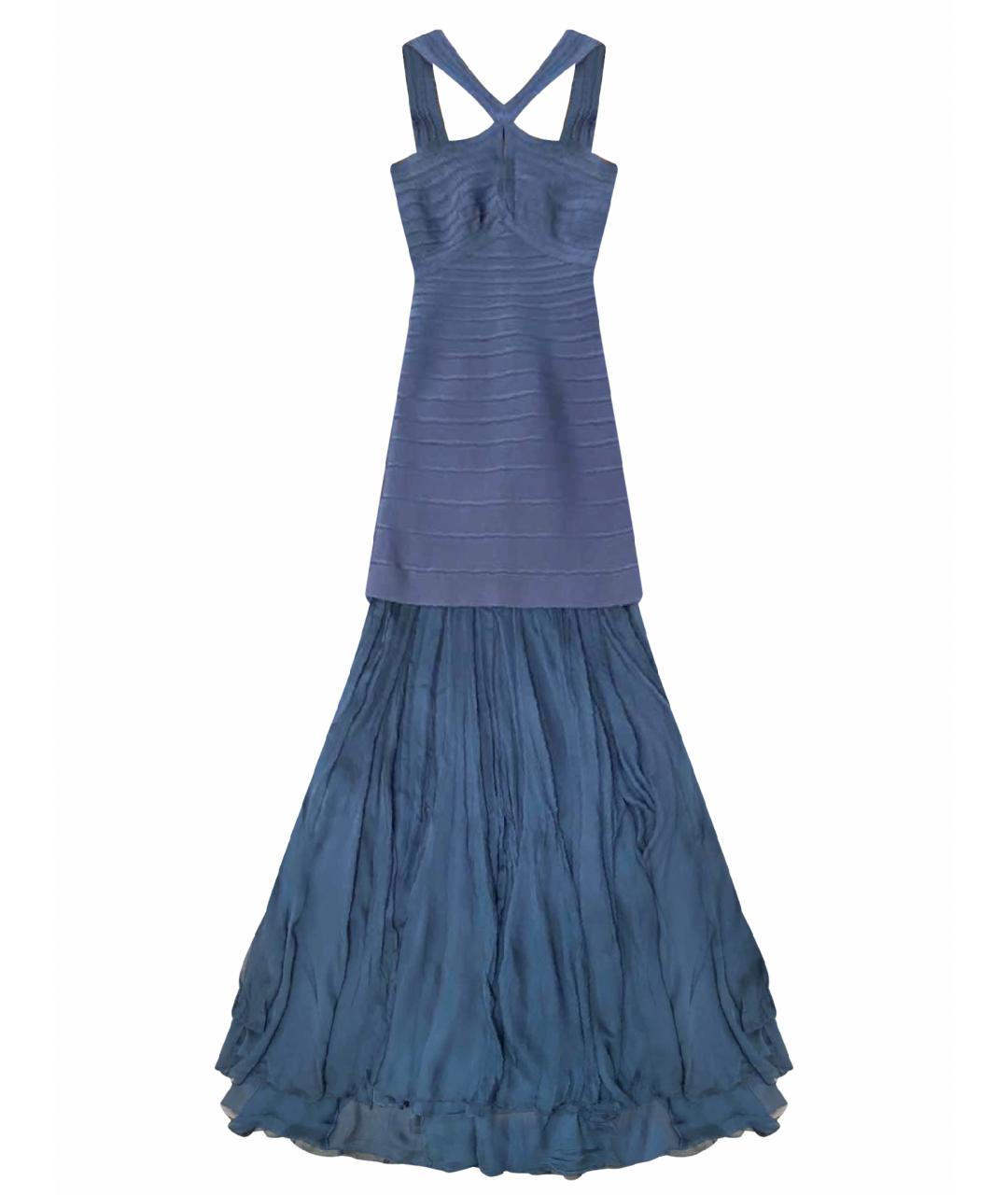 HERVE LEGER Синее вечернее платье, фото 1