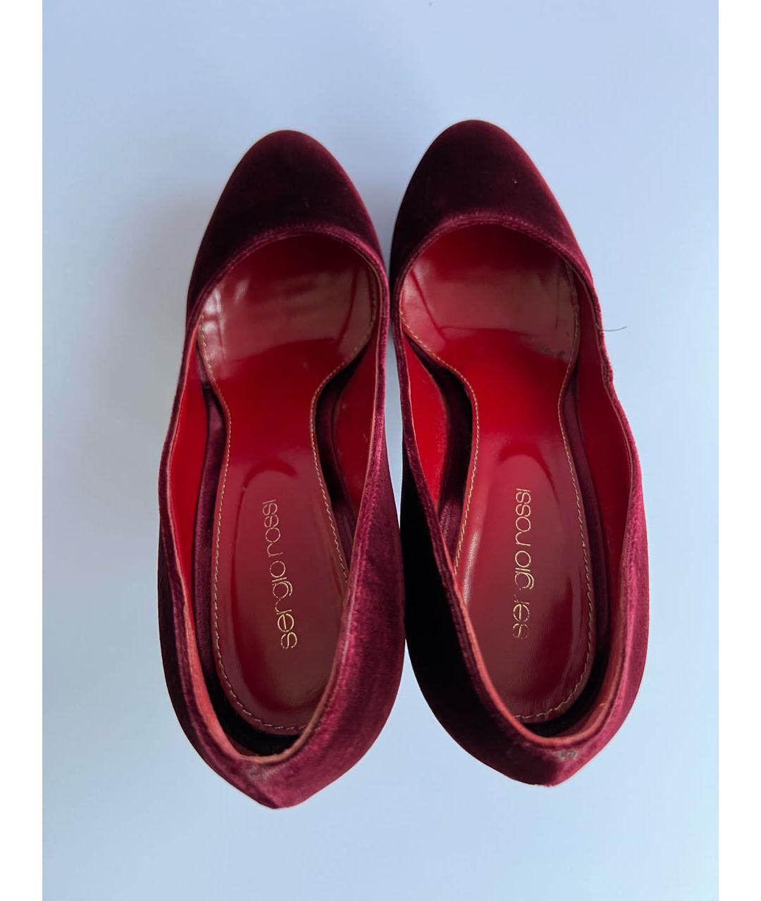 SERGIO ROSSI Бордовые бархатные туфли, фото 2