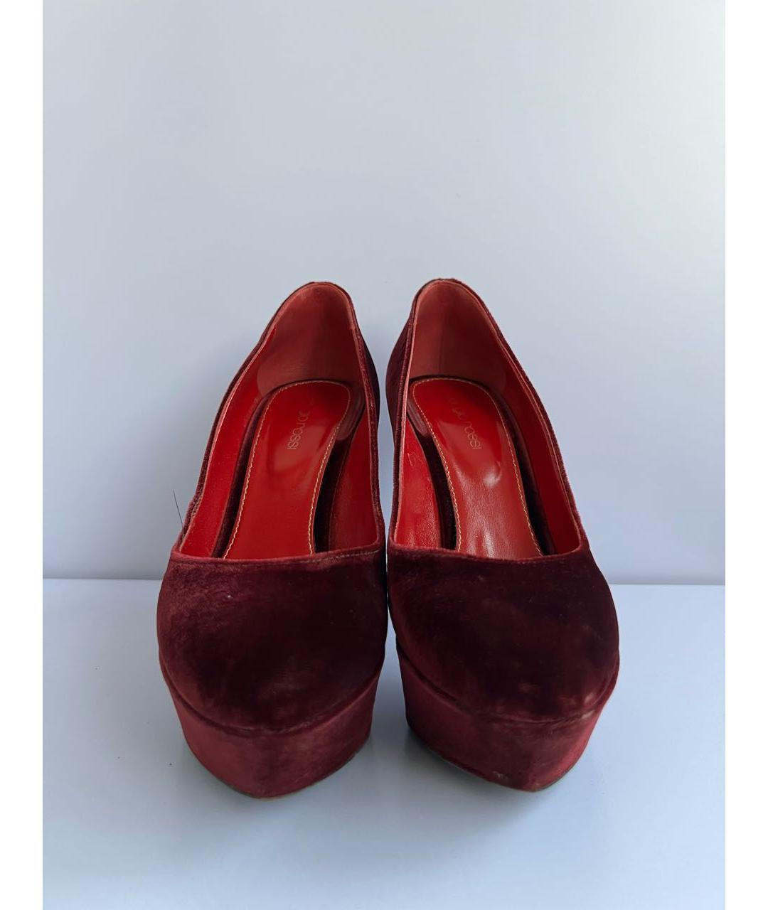 SERGIO ROSSI Бордовые бархатные туфли, фото 5