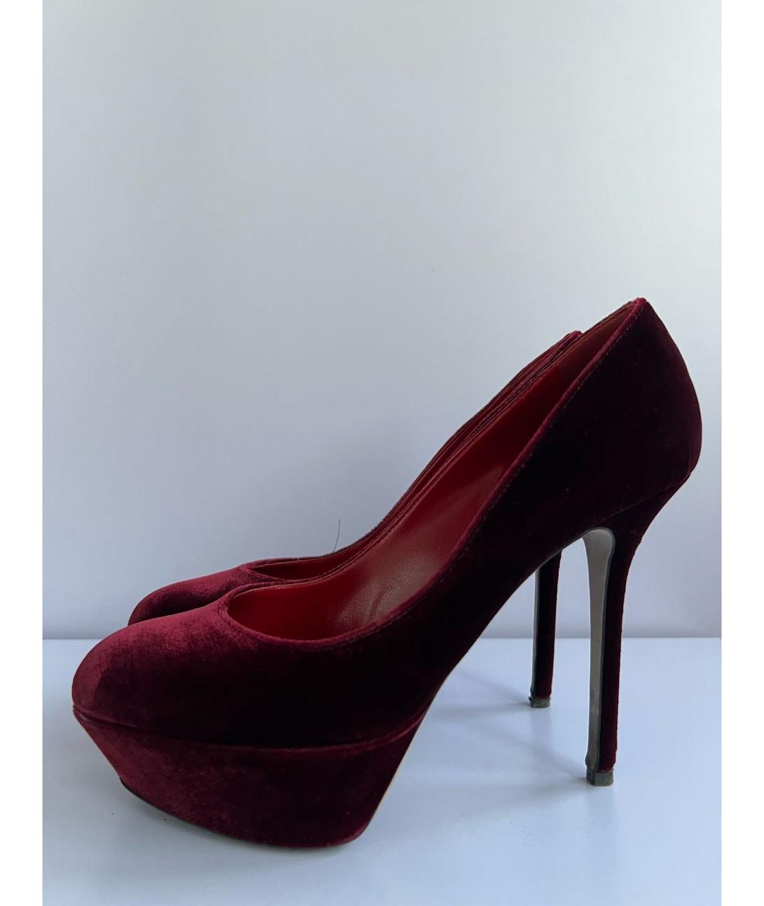 SERGIO ROSSI Бордовые бархатные туфли, фото 6