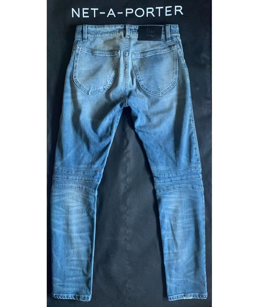 BALMAIN Голубые хлопко-эластановые джинсы слим, фото 5