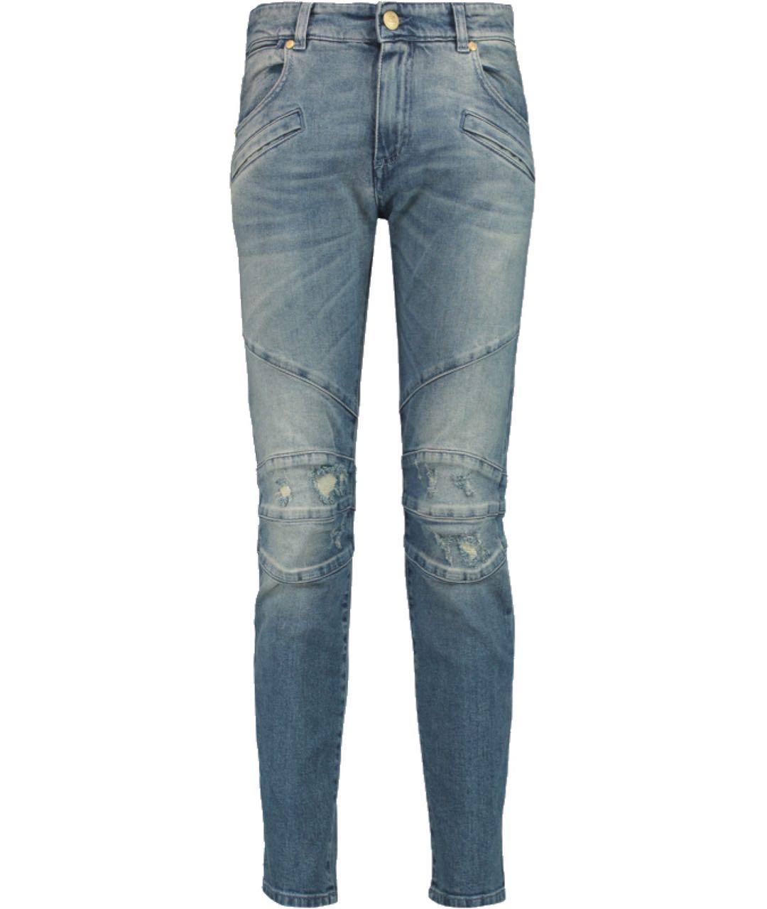 BALMAIN Голубые хлопко-эластановые джинсы слим, фото 1