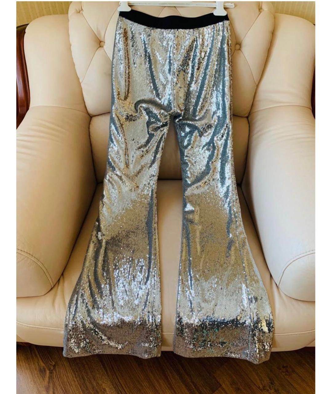 P.A.R.O.S.H. Серебряные полиэстеровые брюки широкие, фото 2