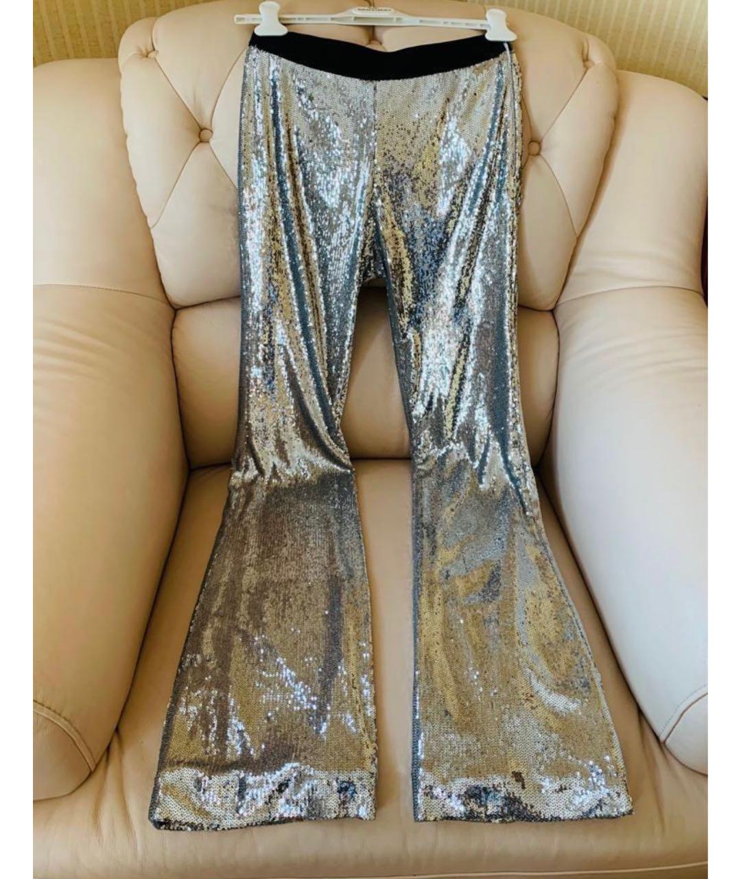 P.A.R.O.S.H. Серебряные полиэстеровые брюки широкие, фото 4