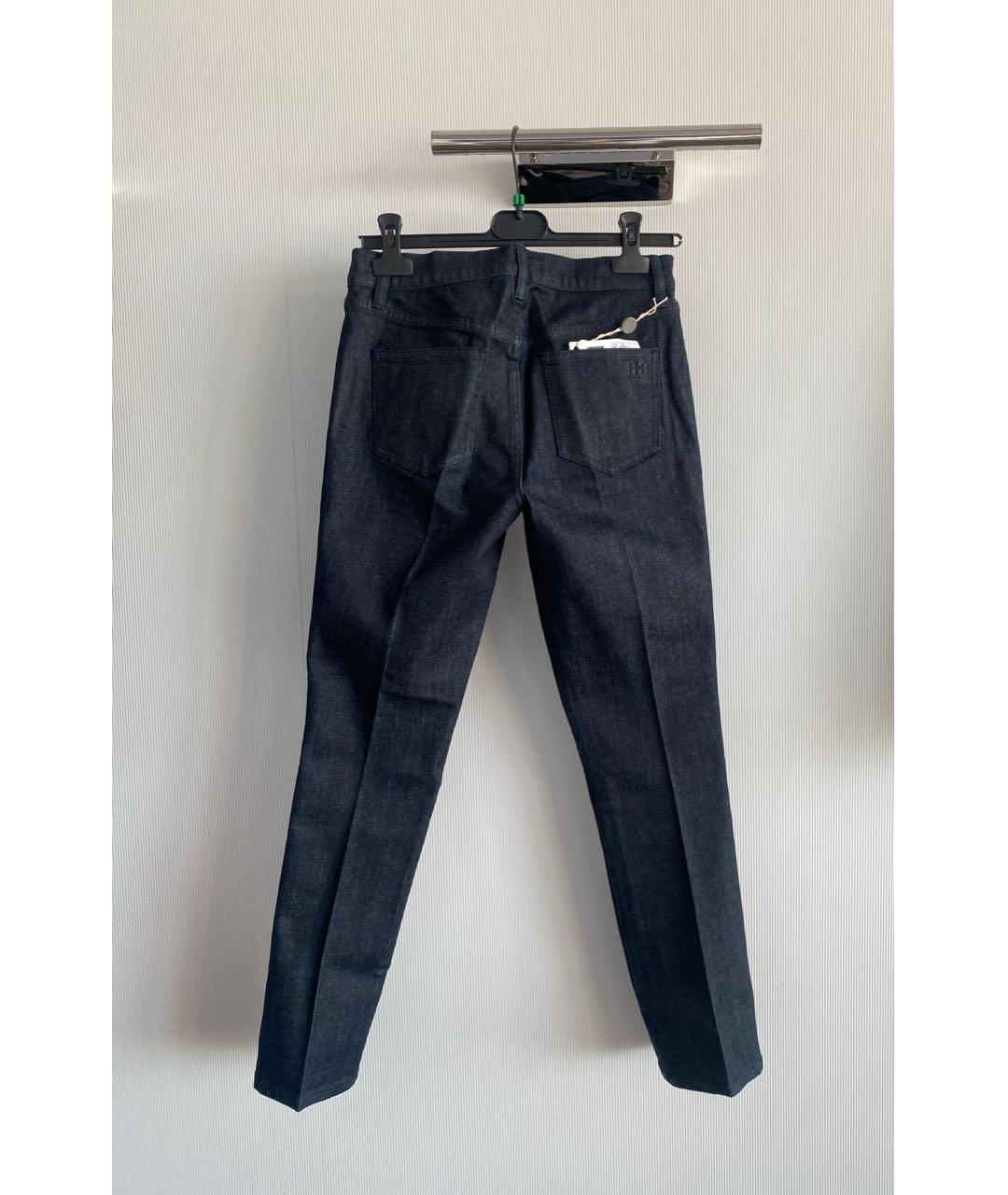 TORY BURCH Темно-синие хлопко-эластановые прямые джинсы, фото 6