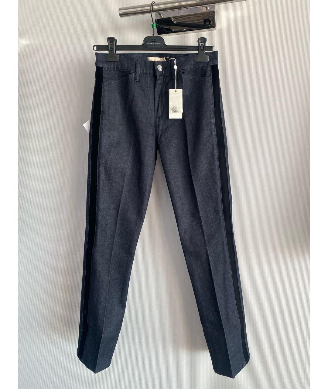 TORY BURCH Темно-синие хлопко-эластановые прямые джинсы, фото 4