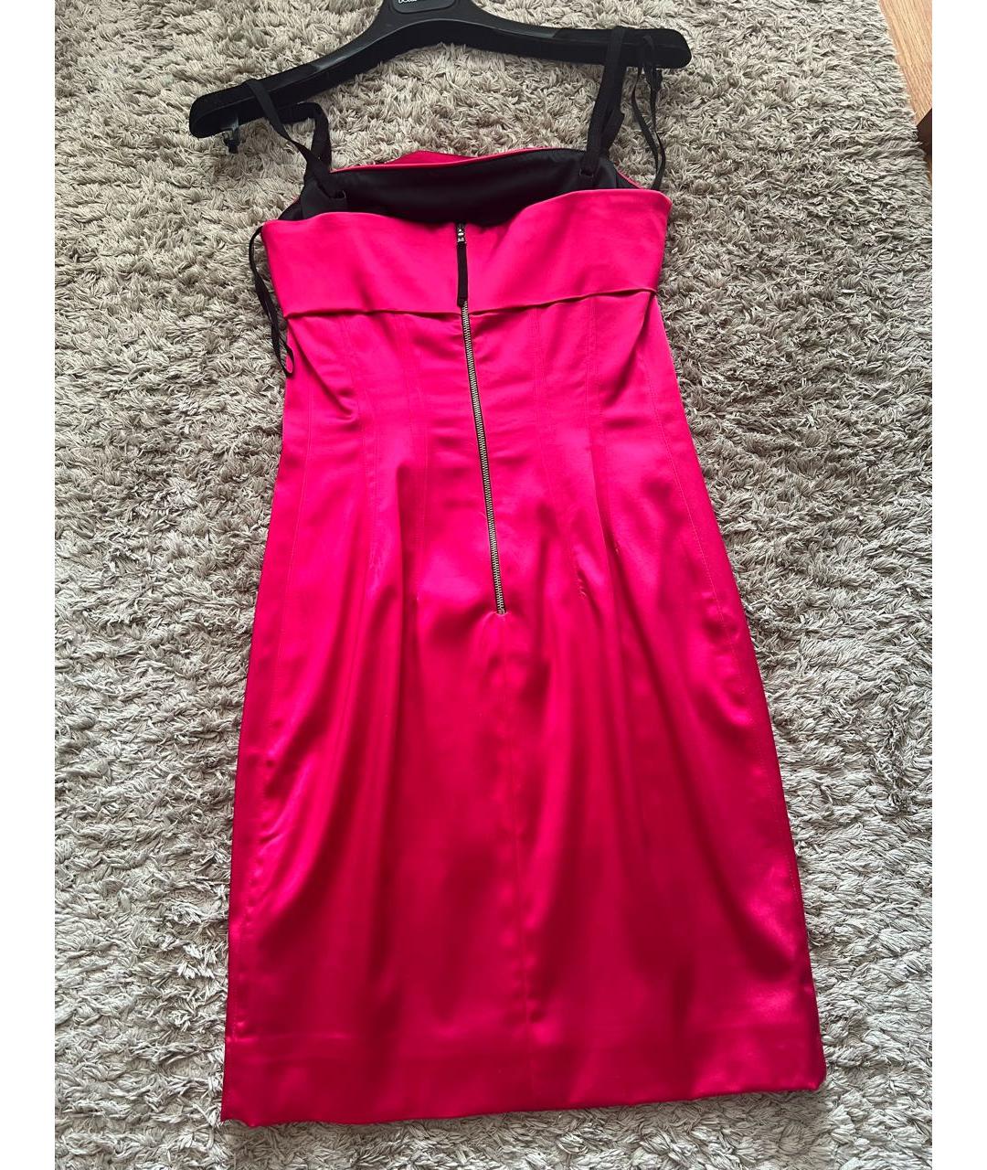 DOLCE&GABBANA Фуксия атласное коктейльное платье, фото 2