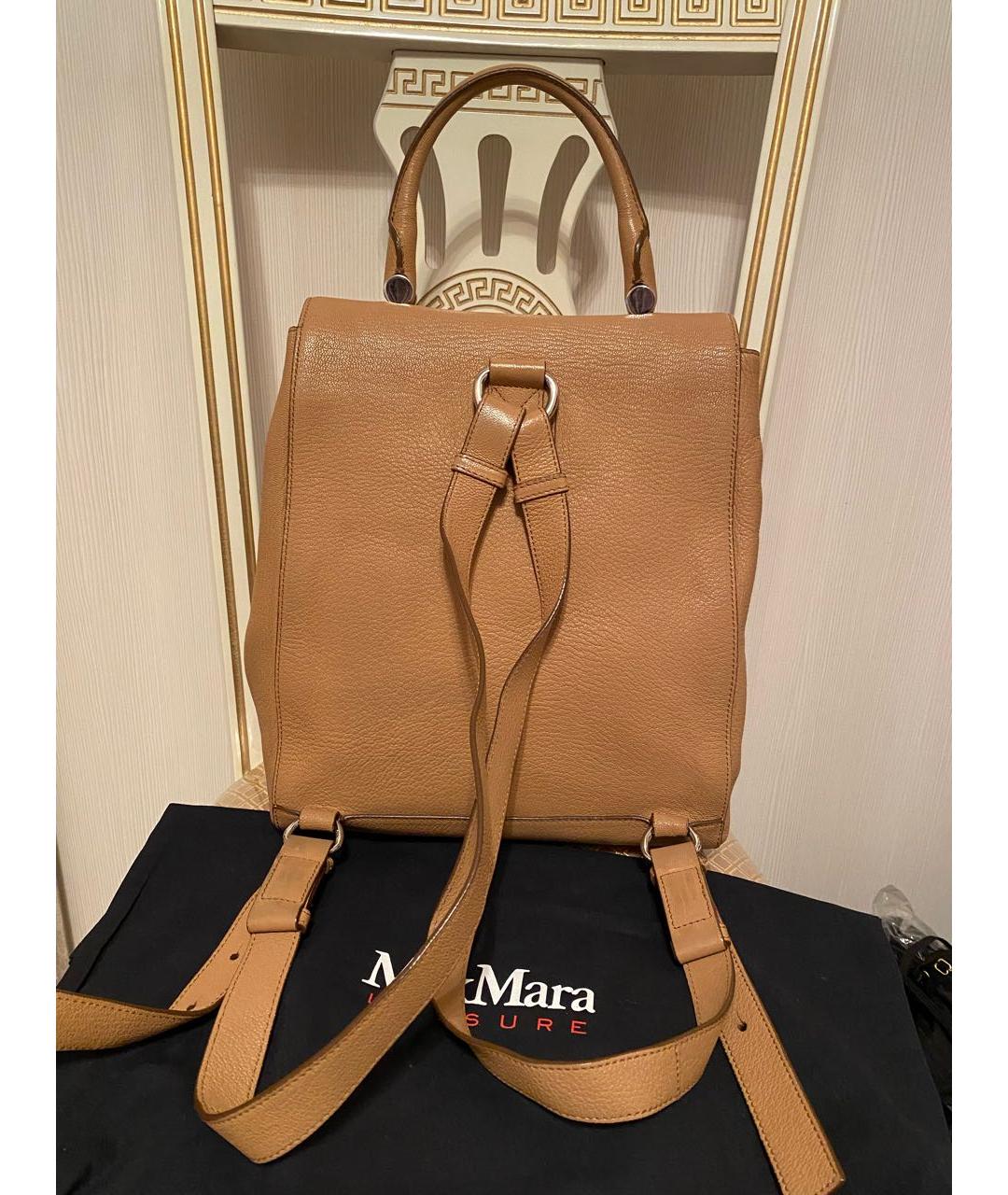 MAX MARA Коричневый кожаный рюкзак, фото 8