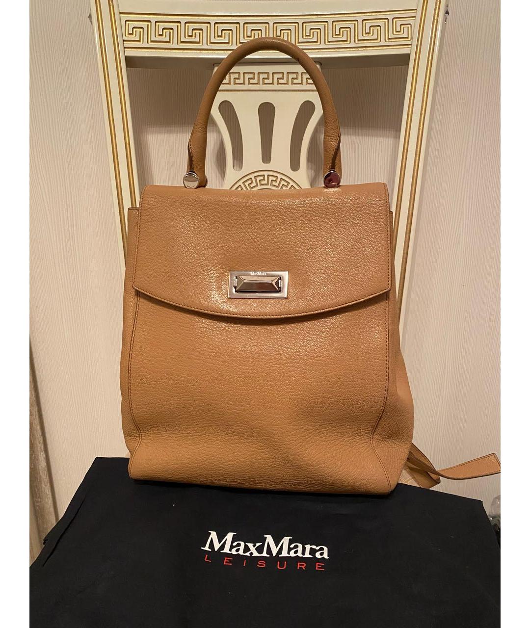 MAX MARA Коричневый кожаный рюкзак, фото 2