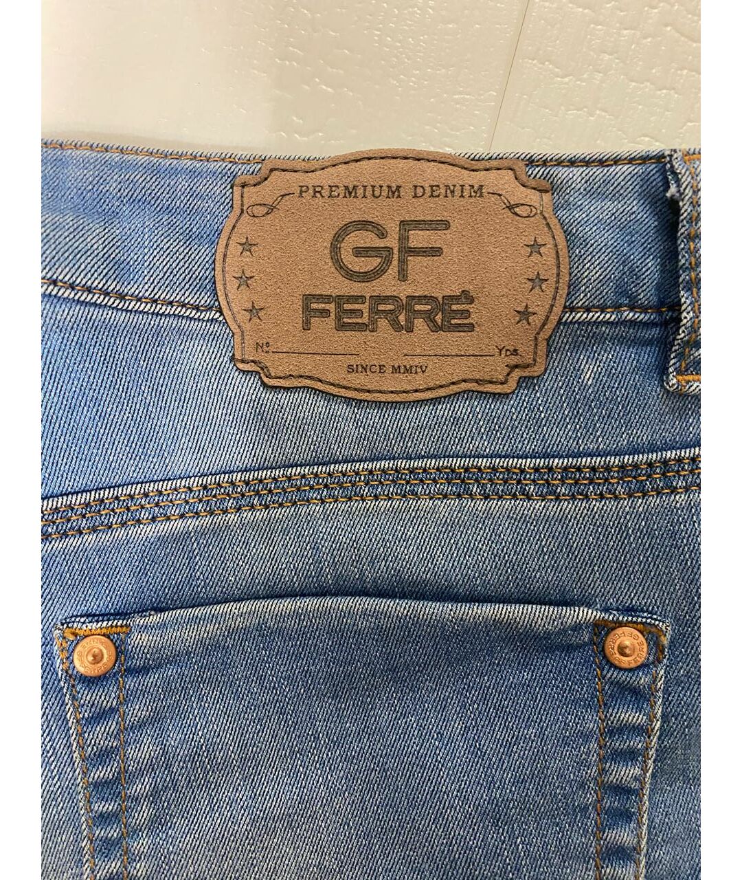 GIANFRANCO FERRE Голубые хлопковые прямые джинсы, фото 4