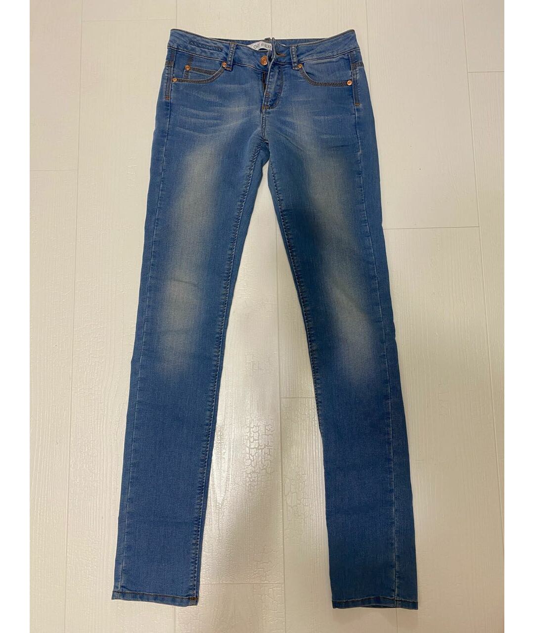 GIANFRANCO FERRE Голубые хлопковые прямые джинсы, фото 7