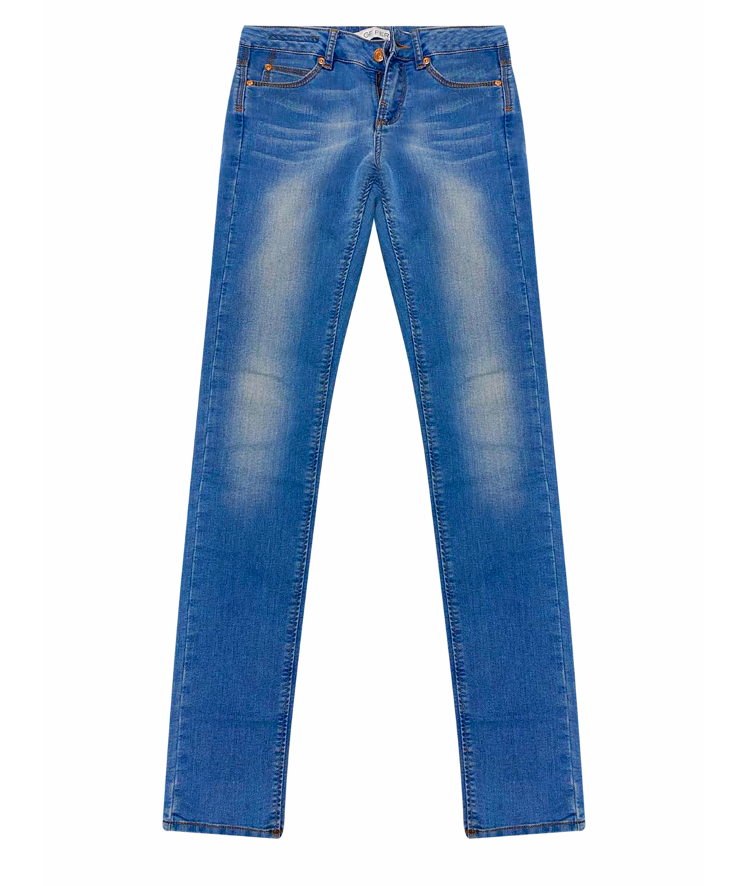 GIANFRANCO FERRE Голубые хлопковые прямые джинсы, фото 1