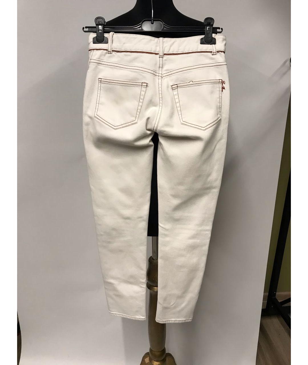 LORO PIANA Белые хлопковые джинсы слим, фото 3