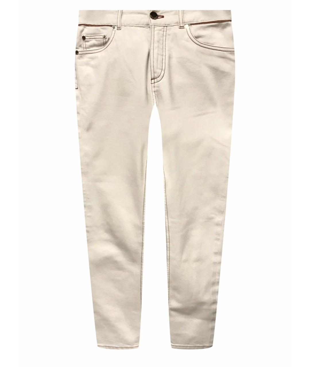 LORO PIANA Белые хлопковые джинсы слим, фото 1