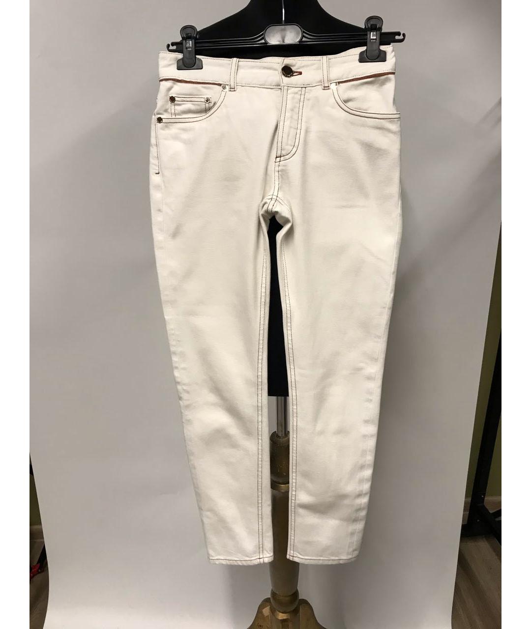 LORO PIANA Белые хлопковые джинсы слим, фото 9