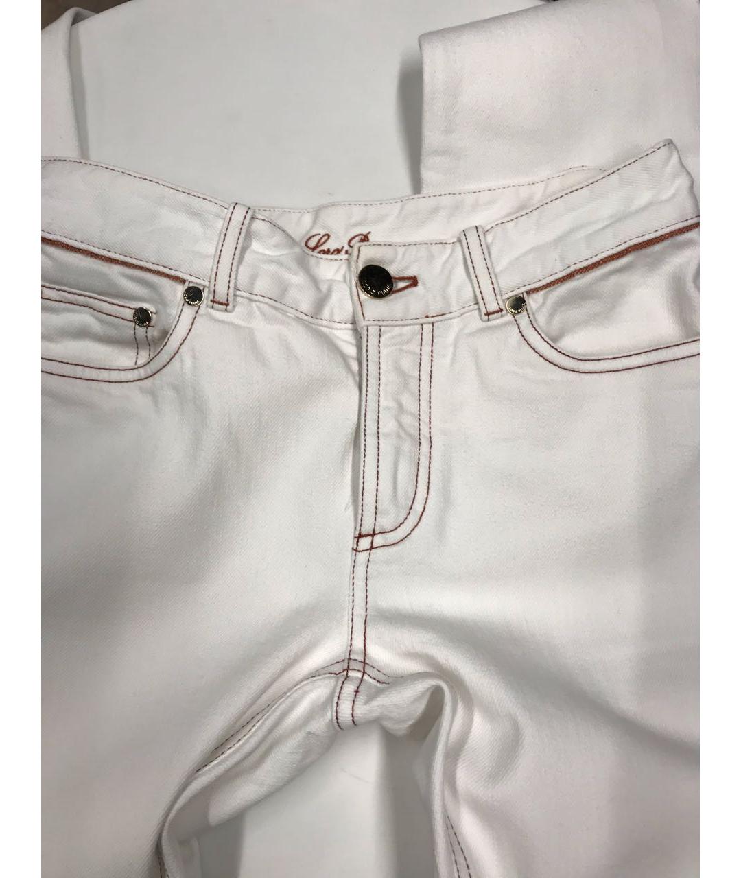 LORO PIANA Белые хлопковые джинсы слим, фото 6