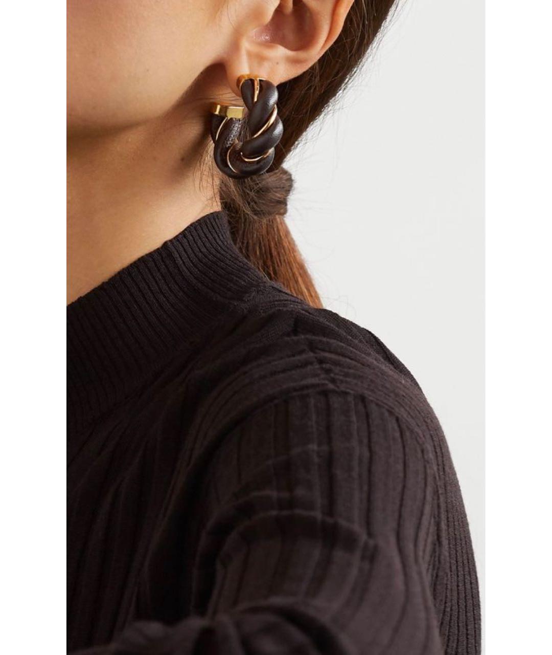 BOTTEGA VENETA Коричневые серебряные серьги, фото 5