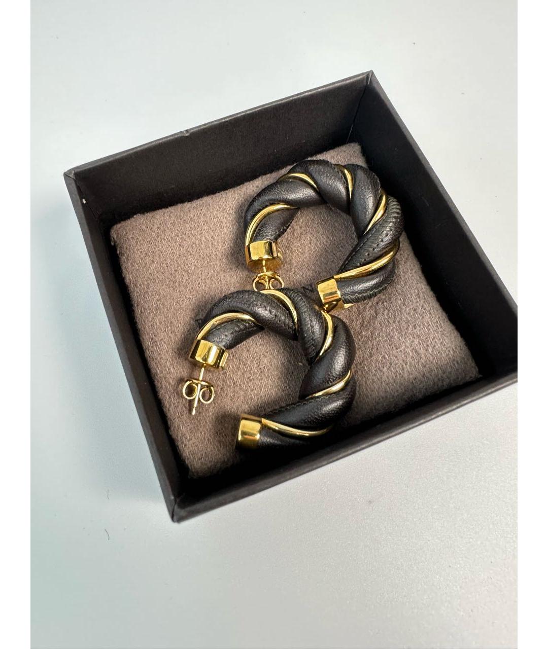 BOTTEGA VENETA Коричневые серебряные серьги, фото 3