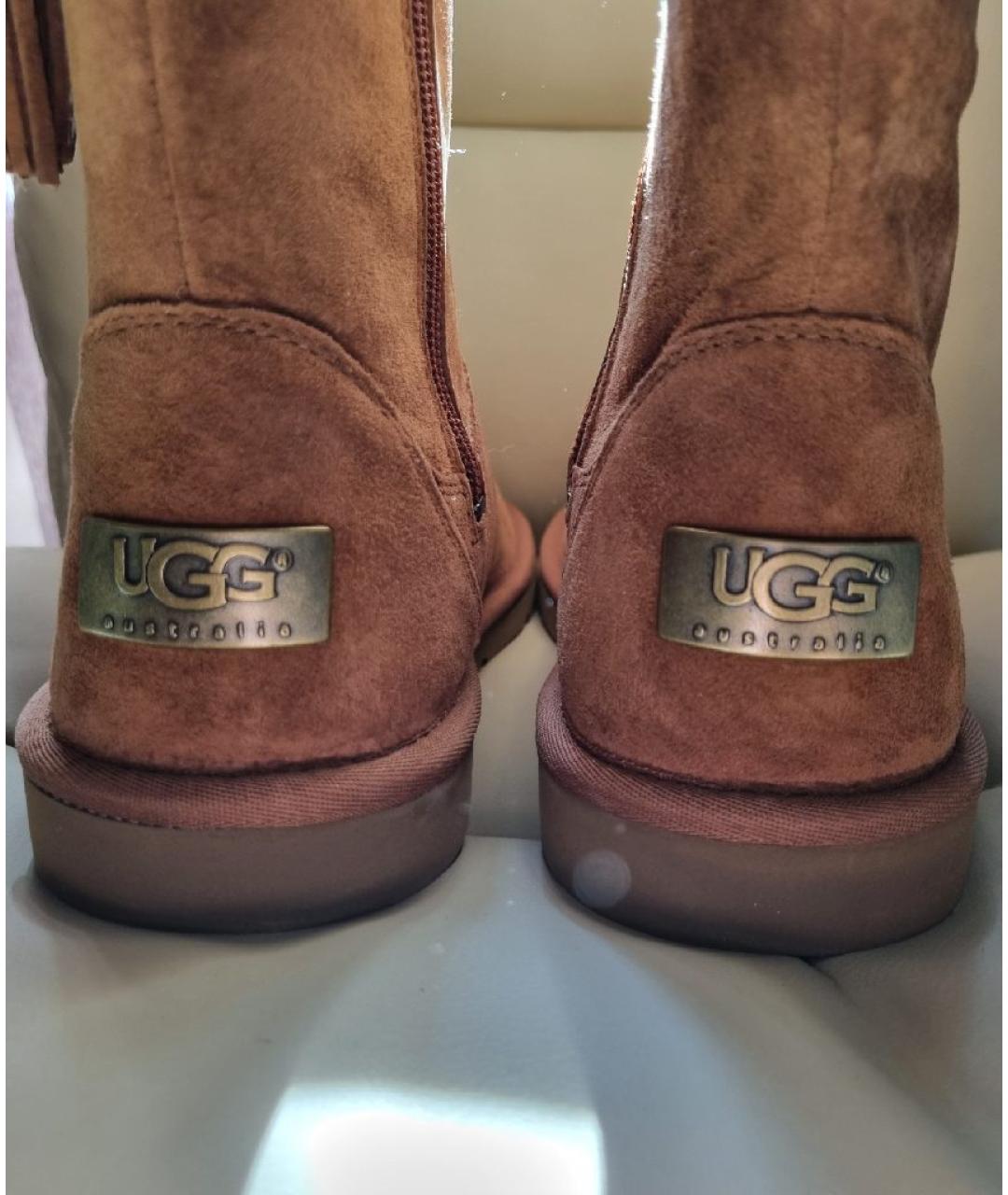 UGG AUSTRALIA Бежевые замшевые сапоги, фото 4