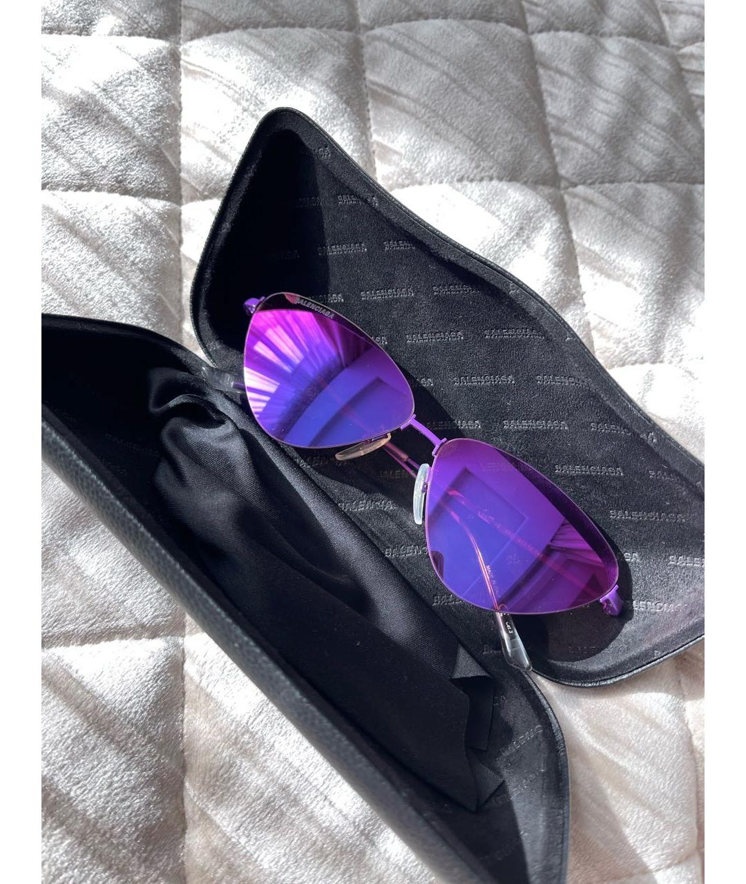 BALENCIAGA Фиолетовые металлические солнцезащитные очки, фото 4
