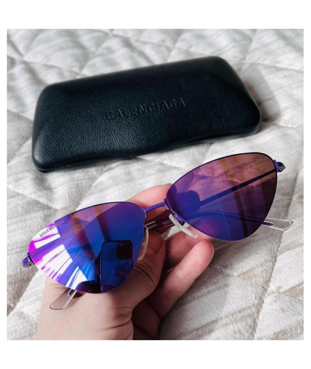 BALENCIAGA Фиолетовые металлические солнцезащитные очки, фото 5