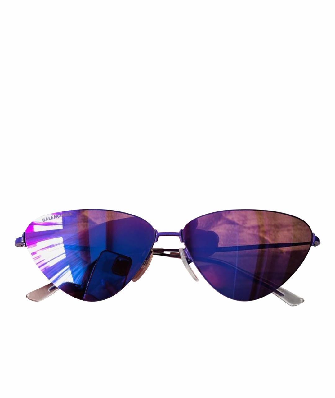 BALENCIAGA Фиолетовые металлические солнцезащитные очки, фото 1