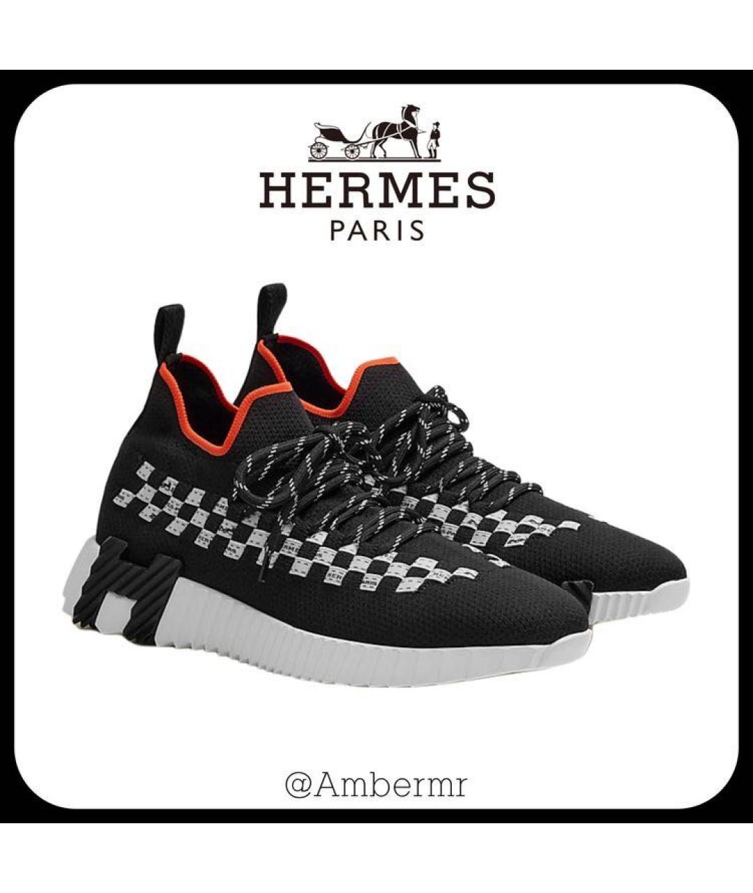 HERMES Черные текстильные кроссовки, фото 3
