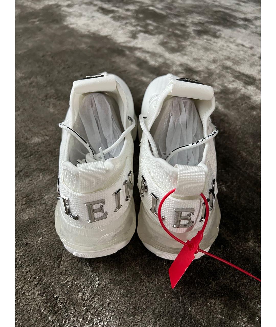 PHILIPP PLEIN Белые синтетические низкие кроссовки / кеды, фото 4