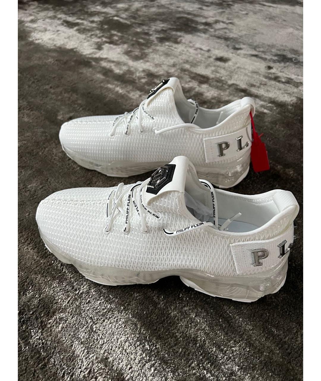 PHILIPP PLEIN Белые синтетические низкие кроссовки / кеды, фото 7