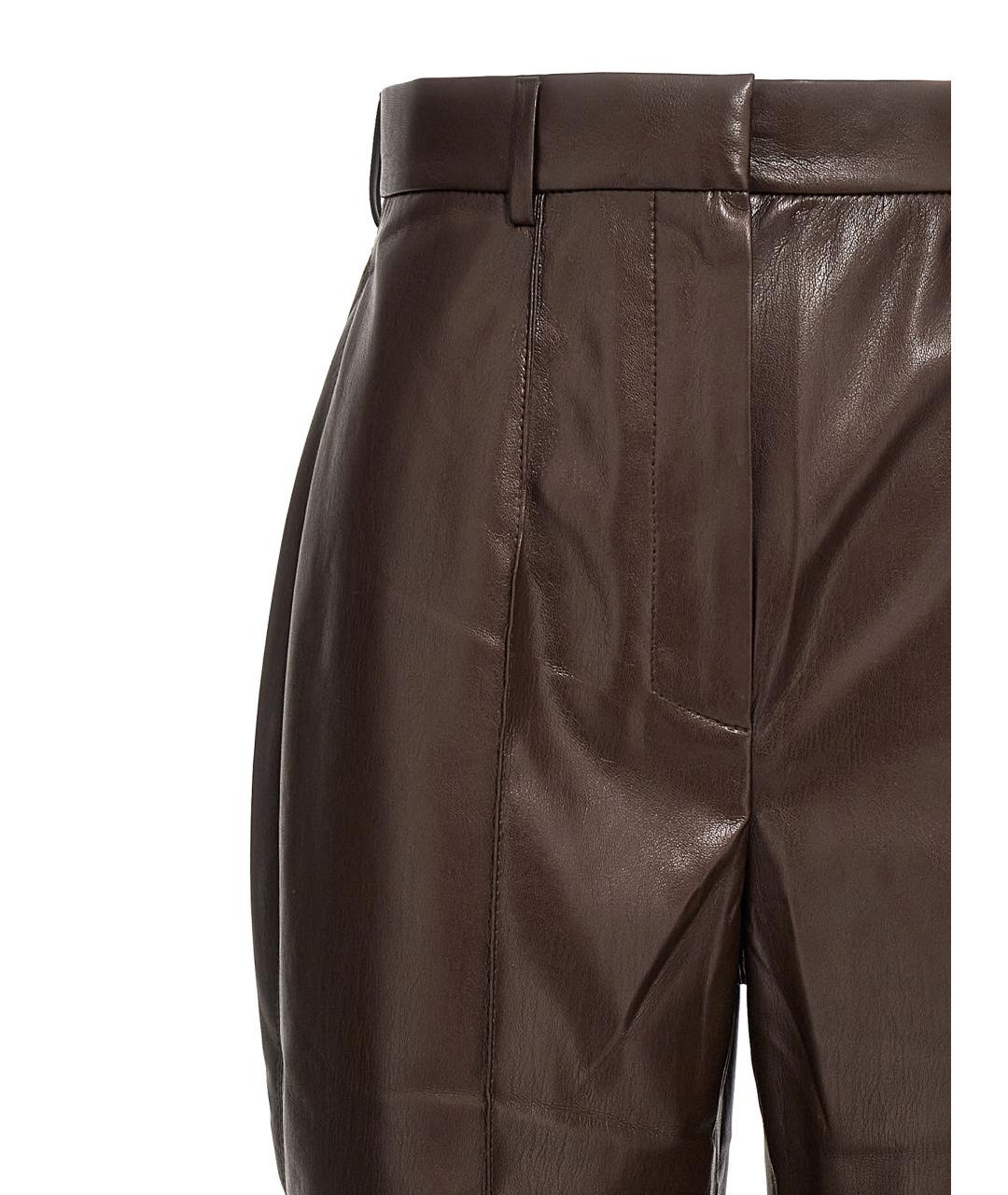 NANUSHKA Коричневые полиэстеровые прямые брюки, фото 3