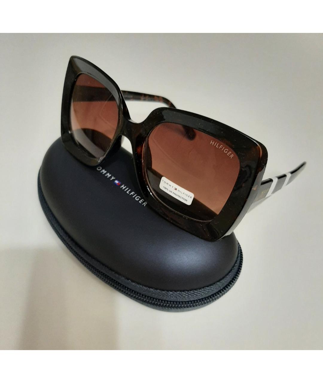 TOMMY HILFIGER Коричневые пластиковые солнцезащитные очки, фото 2