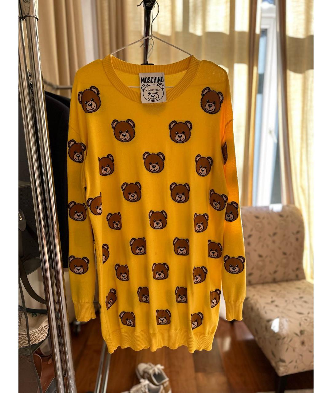 MOSCHINO Желтый хлопковый джемпер / свитер, фото 5