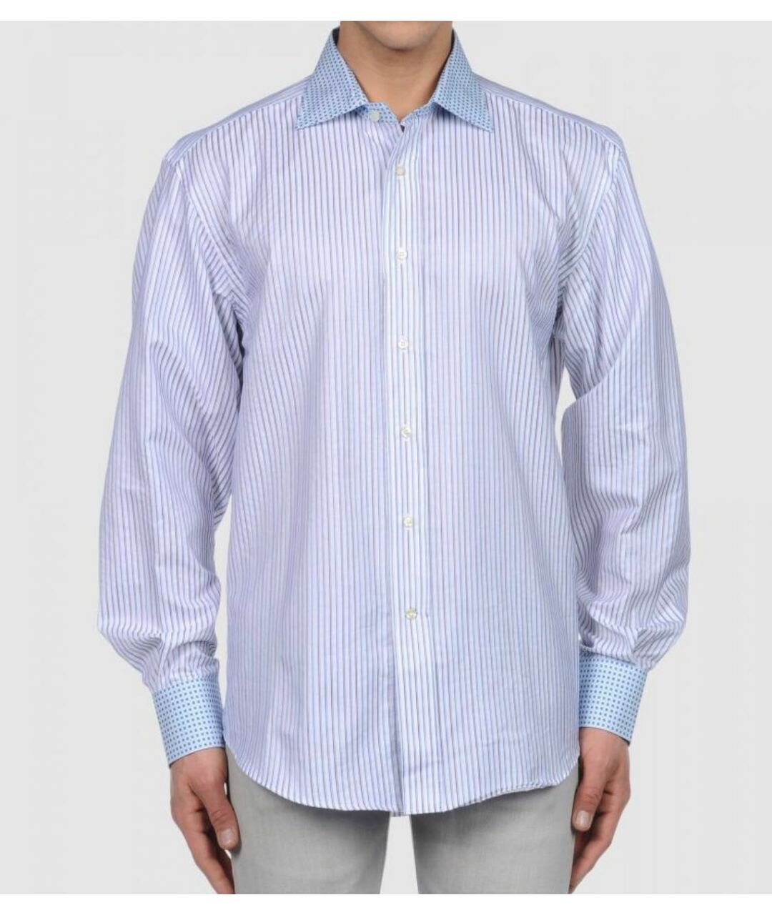 ETRO Голубая хлопковая классическая рубашка, фото 5