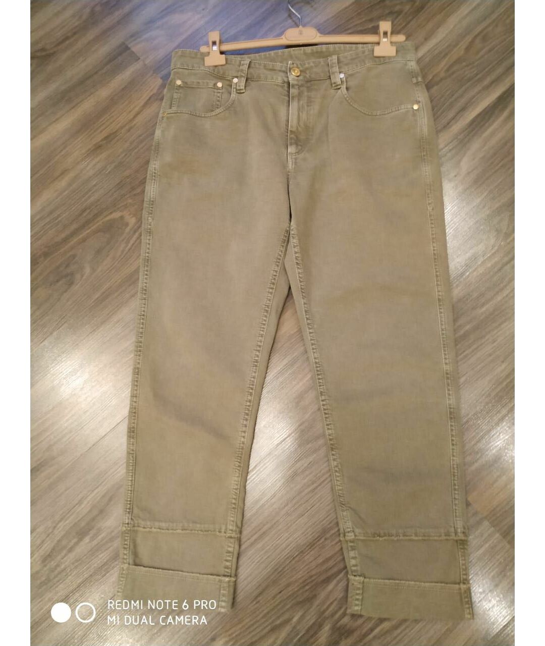 BRUNELLO CUCINELLI Хаки хлопко-эластановые джинсы слим, фото 3