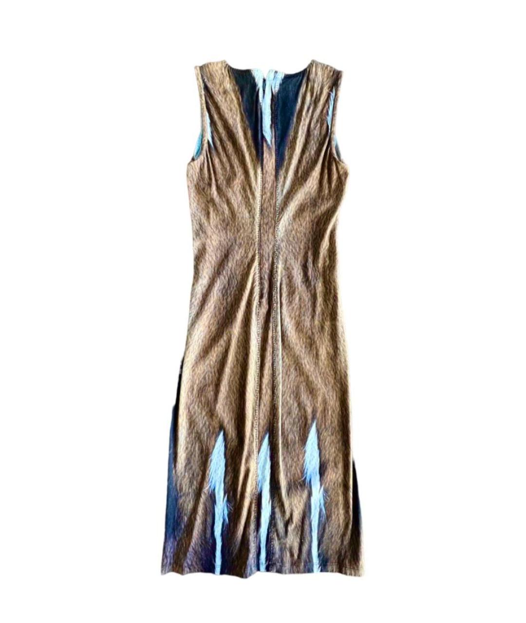 ROBERTO CAVALLI Коричневое вискозное платье, фото 3